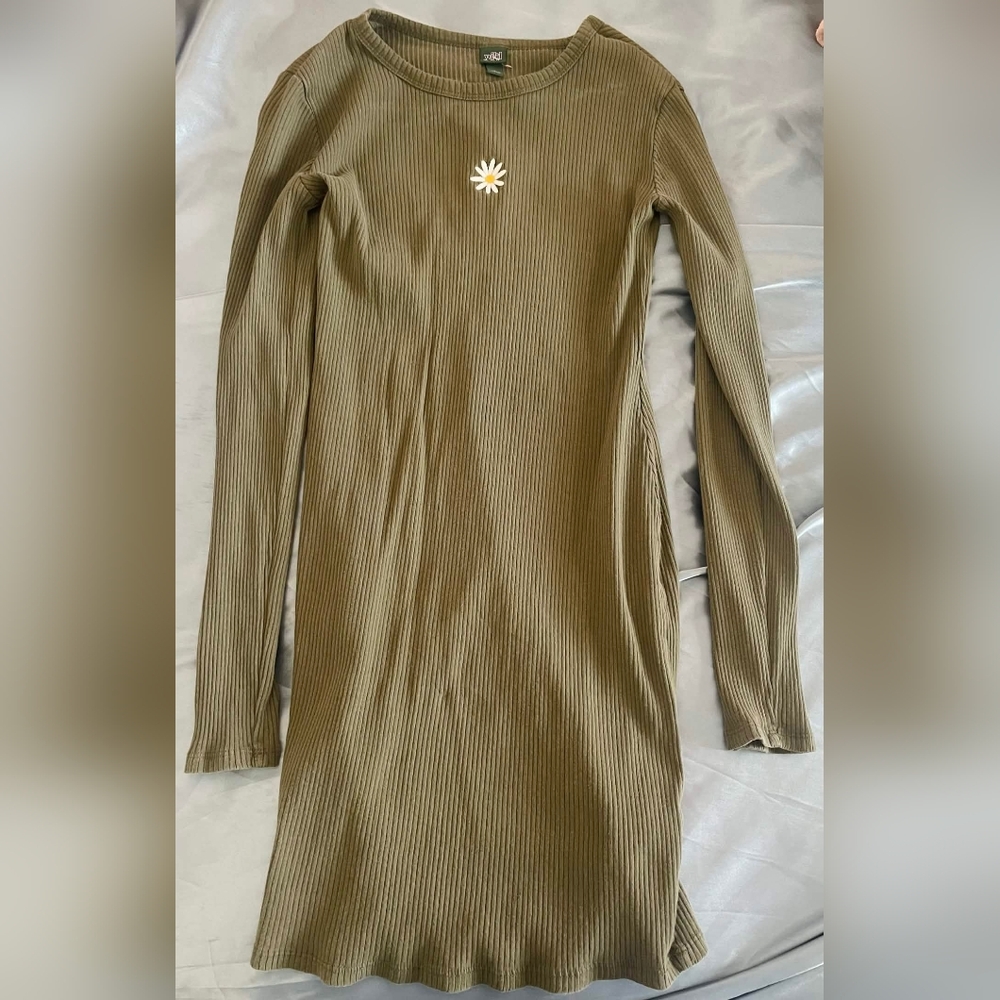 Wild Fable Green Dress with Daisy Stitched Detail
